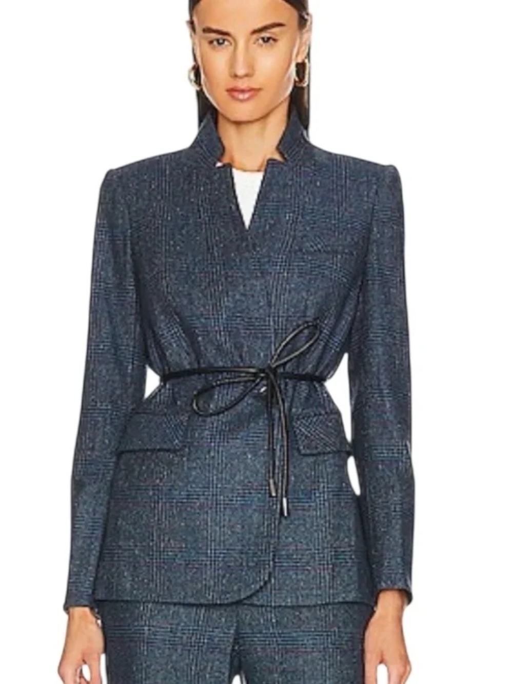 Veronica Beard Wilshire Dickey Jacket Blue Multi Plaid Size